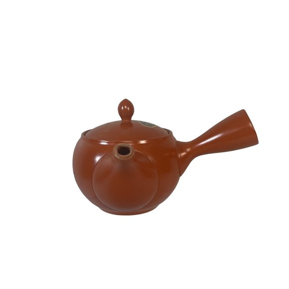 Tokoname Other - Japanese Tokoname Teapot Mountain Scene Orange Red Mesh Strainer 1370541